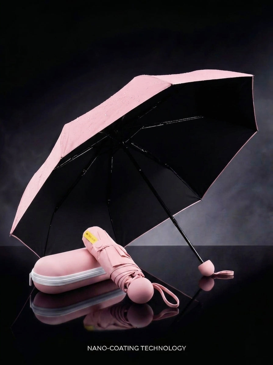 Mini Fold-able Capsule Travel Umbrella With Protective Case