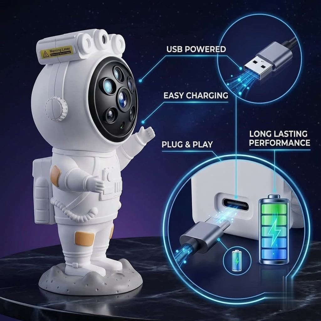 USB-C powered, plug and play galaxy projector