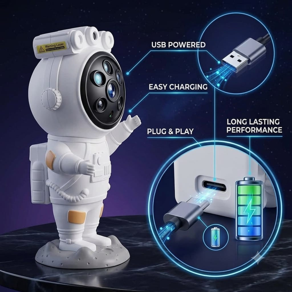 USB-C powered, plug and play galaxy projector