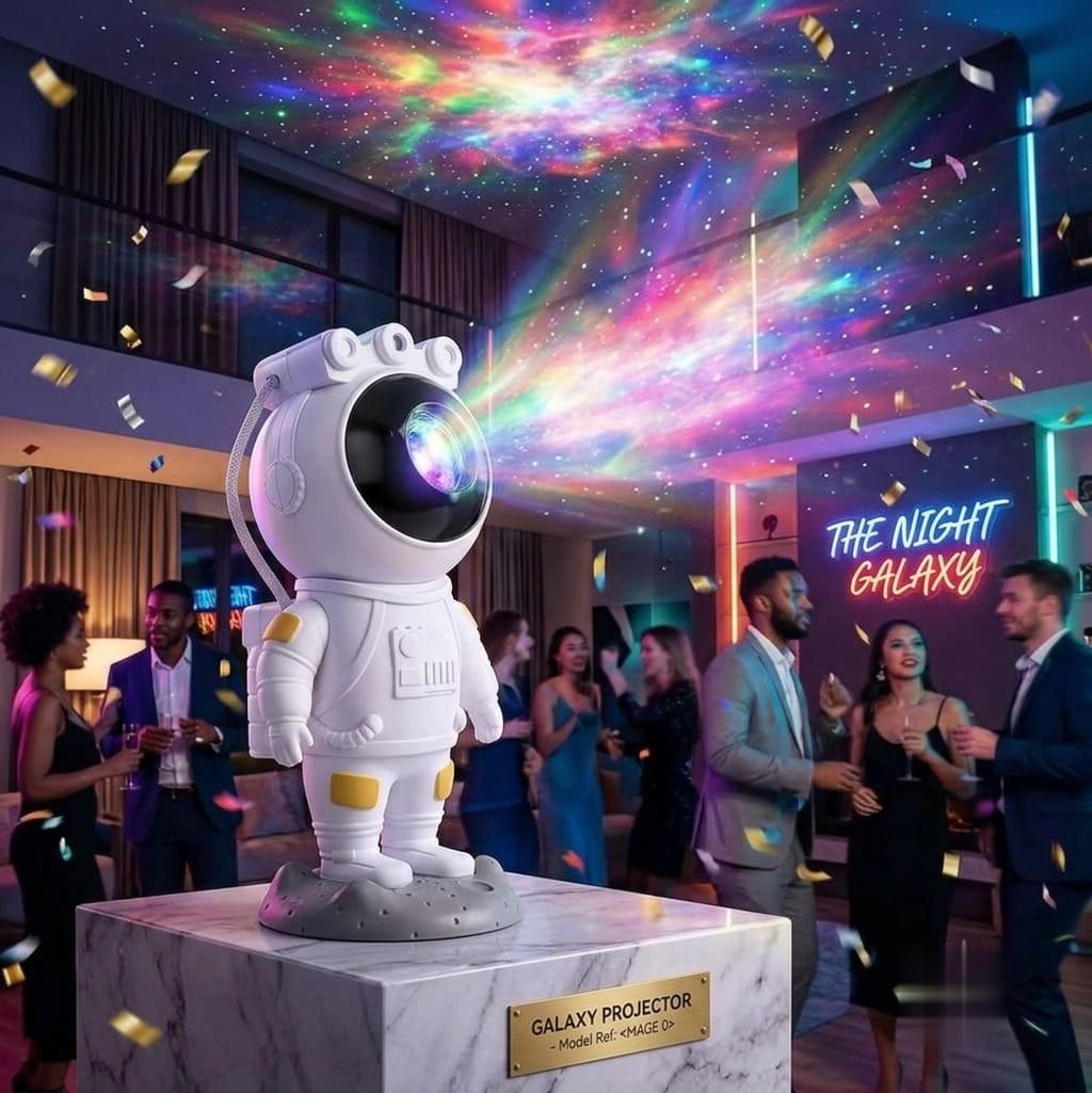 Astronaut galaxy projector as a statement decor piece