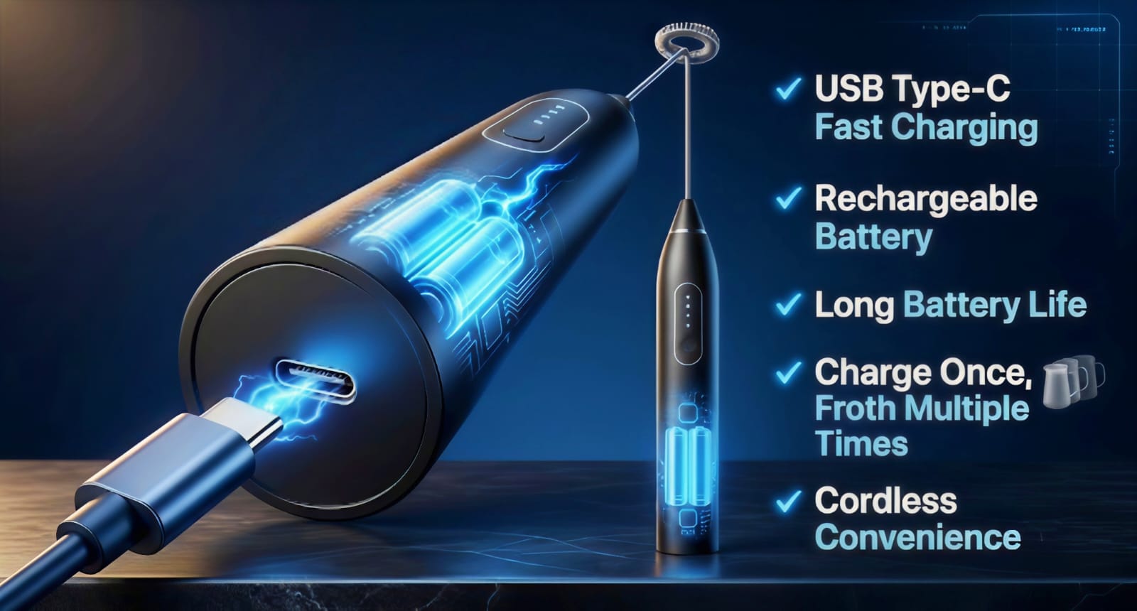 USB Type-C fast charging and long battery life feature detail