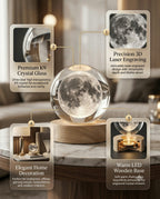 Crystal globe features: precision 3D laser engraving, K9 crystal glass, warm LED wooden base